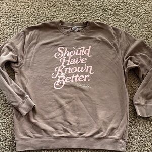 Should Have Known Better Brown Graphic Crewneck Sweater
